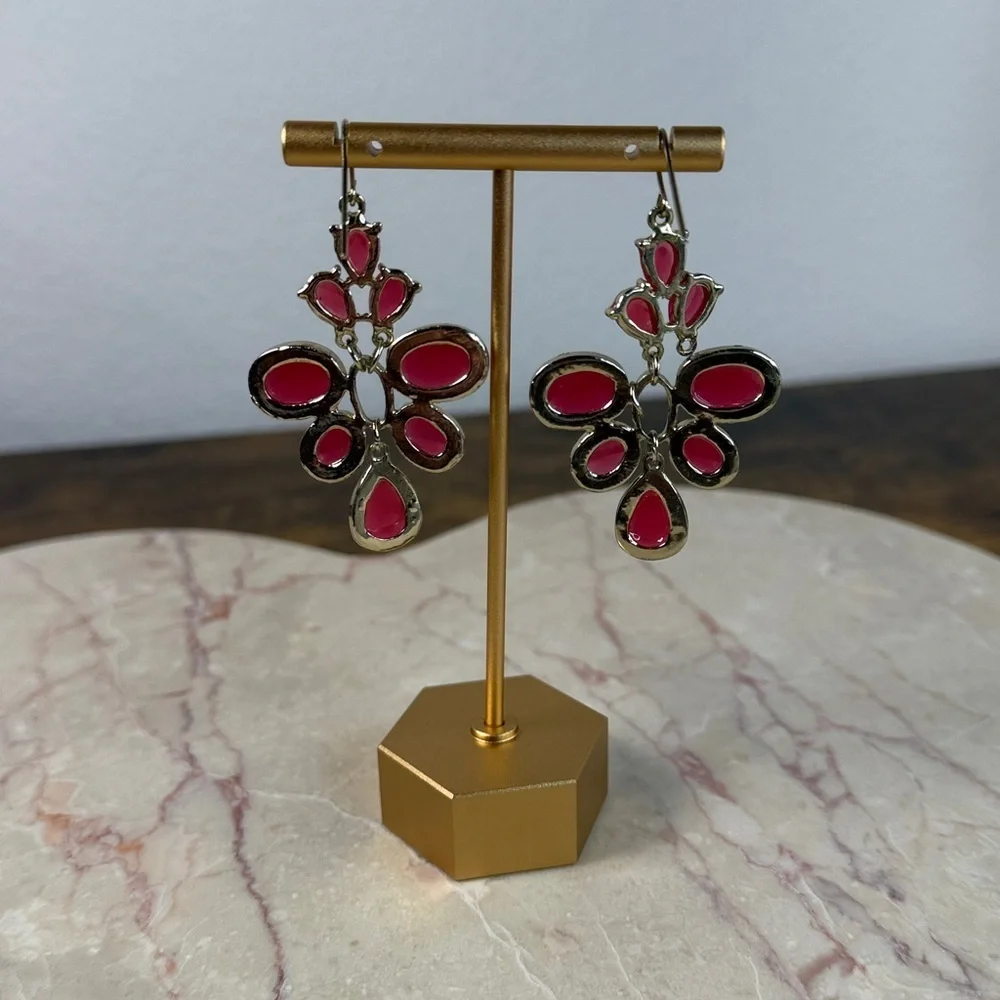 Elegant Gold and Pink Dangle Earrings
